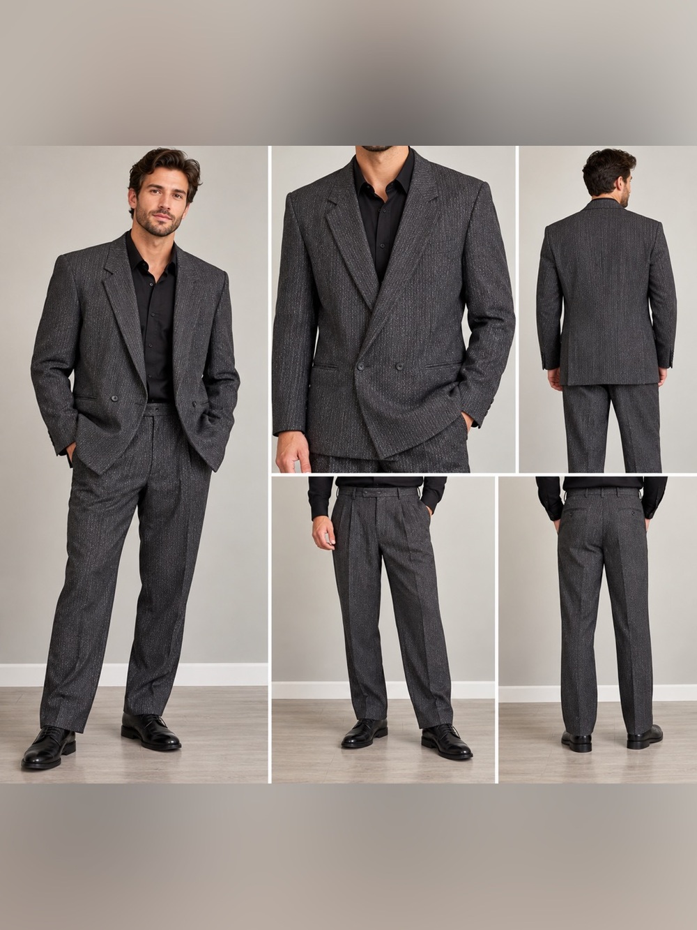 Biaggiotti Avanti Men’s Wool Blend 2-Piece Suit – Charcoal Gray – Size 42R / 31